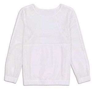 Lululemon White Mesh on Mesh Size Small Long Sleeve Pullover‎ Workout Yoga Top